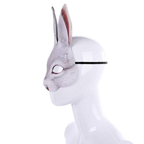 Masque demi-visage de lapin Amosfun blanc festival et soirée EVA