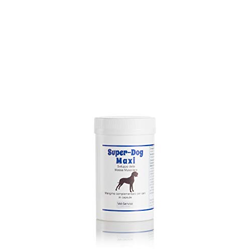 Super-Dog Maxi, conf. 60 cps - Sviluppo Massa Muscolare - Mangime compl. (Integratore) cani taglia grande - Supporto per animali sportivi, stentato sviluppo di cuccioli, ipotrofia post infortunio