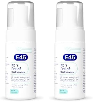 E45 Itch Relief Coolmousse 100ml – Face and Body Foam for Dry Skin, Itchy Skin and Irritated Skin - Cooling Foam to Soothe Itchy Skin (Pack of 2)