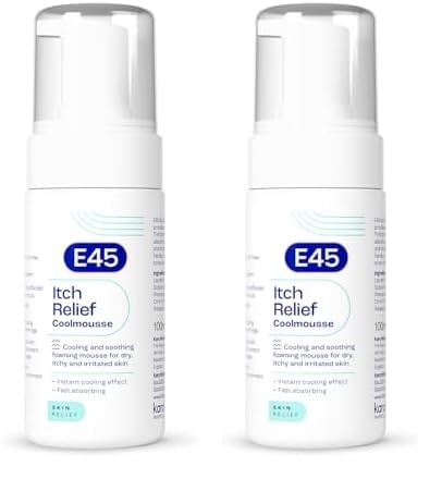 E45 Itch Relief Coolmousse 100ml – Face and Body Foam for Dry Skin, Itchy Skin and Irritated Skin - Cooling Foam to Soothe Itchy Skin (Pack of 2)