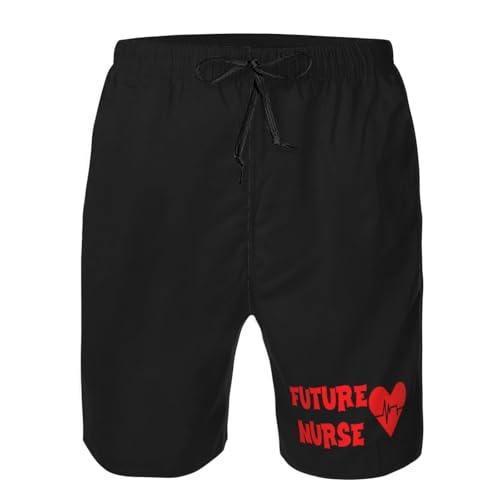 Future Nurse Men's Casual Board Shorts - Elastic Waist Drawstring Swim Trunks Swimwear Bathing Suits,4