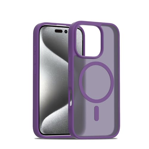Image of for iPhone 16 pro Case [Compatible with Magsafe] Translucent Matte Phone Cover, [10 FT Military Grade Drop Protection] Slim Durable Shockproof Protective Bumper (Purple, iPhone 16 Pro)