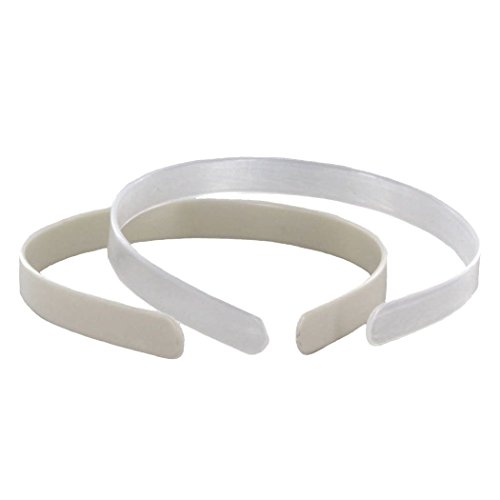 HBC White Plain Plastic Headbands, No Teeth (Skinny 1/2 Inch) DIY Girls and Women - 6 pack