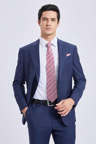 Image of HISDERN Ties for Men Formal Business Plaid Checked Mens Ties and Pocket Square Set Classic Wedding Necktie Handkerchief