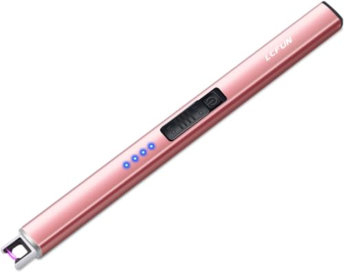 LcFun Lichtbogen Feuerzeug Elektrisch, Stabfeuerzeug USB Aufladbar Feuerzeug, Winddichtes Elektro Kerzenanzünder, Flammenlose für Anzünden,...