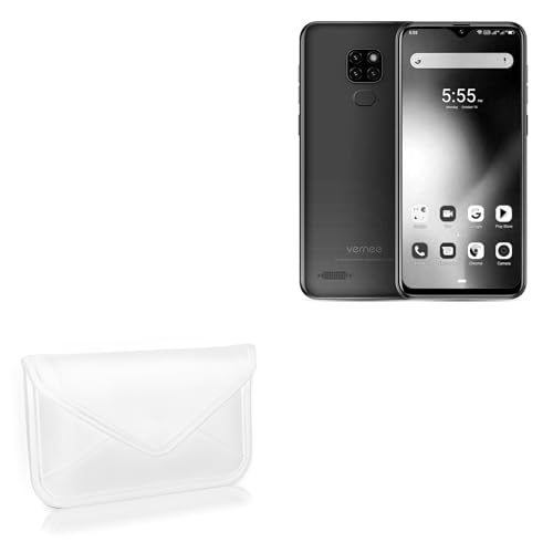 BoxWave Case Compatible with Vernee M7 - Elite Leather Messenger Pouch, Synthetic Leather Cover Case Envelope Design - Ivory White