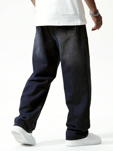 Image of GRECIILOOKS Men Jeans || Baggy Fit Jean's for Man || Loose Fit High Rise Denim || Stretchable Casual Wear Jean,s || Dance Rap Rapping Style Pant for Men || Denim Cotton Jeans