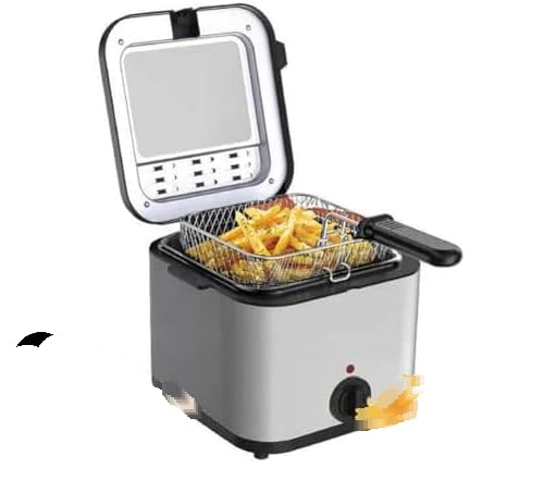 Freidora de grasa profunda de 2.5L y 1000W para patatas fritas con cesta de acero inoxidable