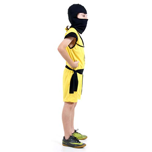 Fantasia Ninja Amarelo Curto Infantil 910511-m Sulamericana Fantasias Amarelo/preto M 6/8 Anos