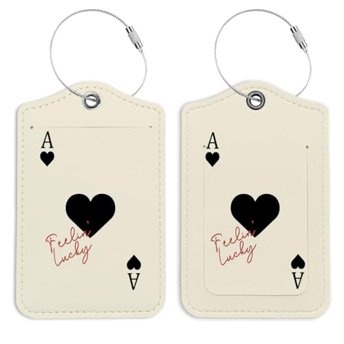 Preppy Playing Cards Luggage Tags for Suitcases, Spade Luggage Tag, Feeling Lucky, Back to School, Trendy 2 Pack Luggage Tags for Travel, Teen Girls Gifts Suitcase Tags