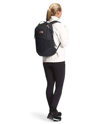Image of The North Face Women's Isabella 3.0 Backpack | Everyday Travel Bag with 16 inch Laptop Sleeve, Water-Repellent Finish, Women-Specific Fit, TNF Black Light Heather /Burnt Coral Metallic-NPF, One Size