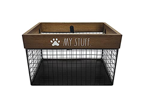 Rae Dunn Pet Toy Storage Bin - Metal and Wood...