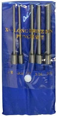 AI New Alloy Steel Extra Long Drive Pin Punch Set, 8" Length, 1⁄8", 3⁄16", 1⁄4", 5⁄16" and 3⁄8" Point Sizes