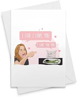 Funny Woman Yelling At Cat Card - Meme Memes Gift Christmas Galentine Christmas Anniversary Birthday Wife Her Girlfriend Husband Boyfriend Him Friend Mother's Day Father's Day Valentine's Day [00058]