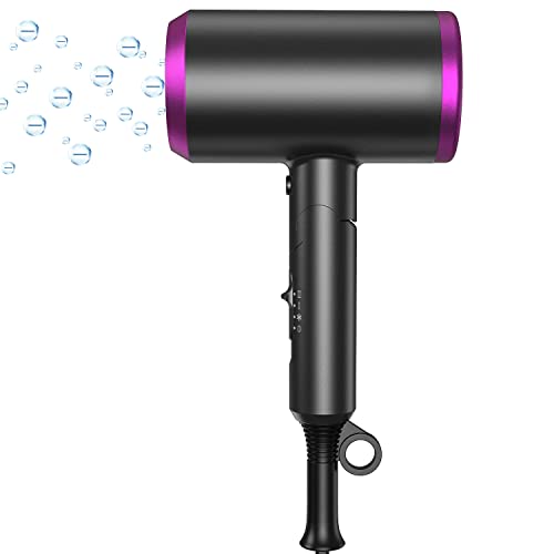 ヘアドライヤー 大風量 速乾 1300W マイナスイオン 57℃恒温 3段階調整 折り畳み式 軽量 ドライヤー 2種類ノズル付き 家庭用/ヘアサロン/旅行用 プレゼン
