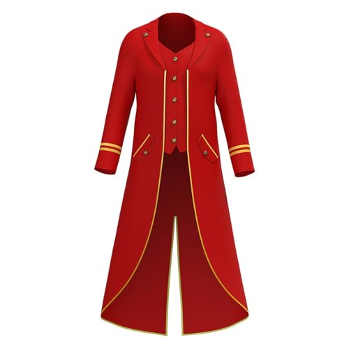 Generisch Chaqueta de Halloween Punk para disfraz de cosplay con borde dorado, rojo, M