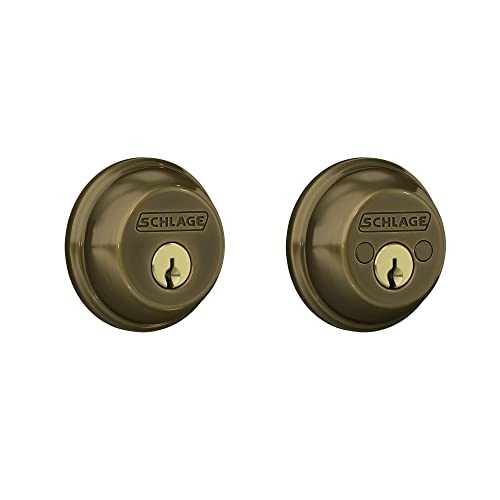 Image of SCHLAGE B62N609 Deadbolt, Keyed 2 Sides, Antique Brass