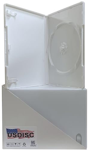 USDISC DVD Cases Standard 14mm Premium, Single 1 Disc, White, Pack of 400