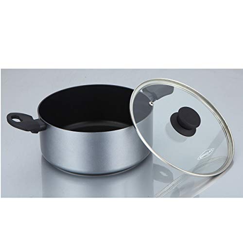 Oroley - Casserole Haute induction Ecosilver | Antiadhésif | Ecologique | Avec couvercle en verre | En aluminium pressé | Sans PFOA | 24 cm