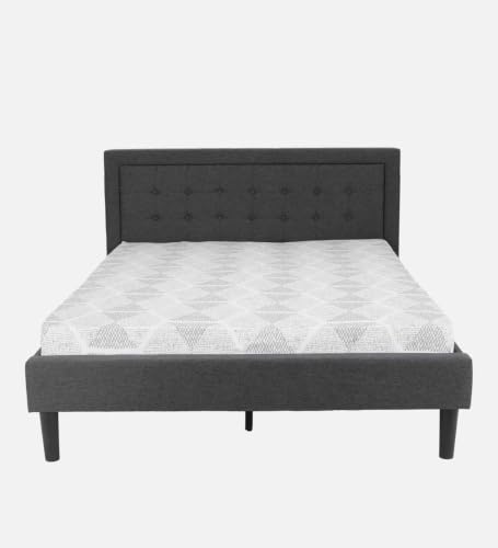 Image of Mintwud Pepperfry Upholstered Queen Size Bed Without Storage for Bedroom Furniture Solid Wood Fabric Bed Wooden Double Bed Cot Palang for Home Living Room and Hotels (Black Finish)