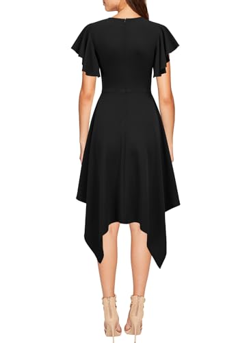 WOOSEA Women's Deep V Neck Formal Dress Hem Asymmetrical A Line Party Cocktail Dress2