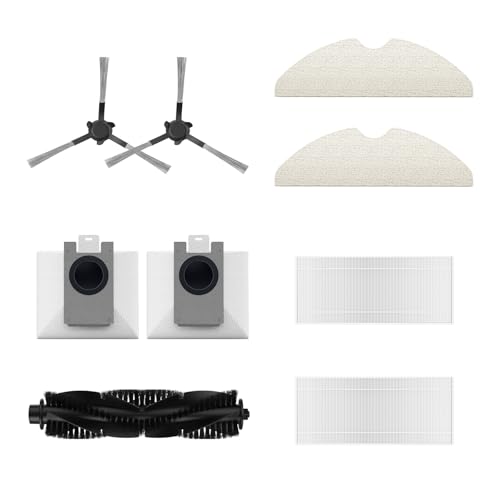 9 Packs Replacement Parts D20SMAX+ Robot Vacuum and Mop, 2 Mops, 2 Side Brushes, 2 Dust Bags, 2 Filters and 1 Roller Brush