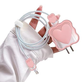 5 in 1 Cable Protector for iPhone 18W/20W USB-C Charger with 3D Heart Wave Design,Clear Soft Phone Charging Protective Case Data Line Cover Cute Cable Saver (B0DCNGGRYJ) Amazon Price History, Amazon Price Tracker