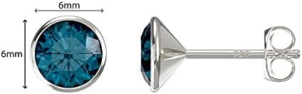 Aeon Birthstone Stud Earrings - March Blue Aquamarine, March Light Blue, 6 millimeters - Image 3