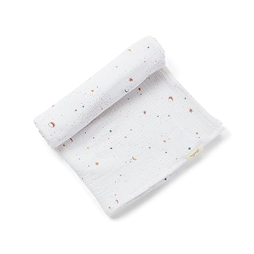 PEHR Muslin Cotton Swaddle, Celestial | Organic Baby Blanket | Ultra-Soft & Versatile | 47” x 47”