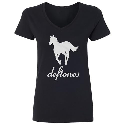 Music Pony Tribute - Deftones Inspired Ladies' V-Neck Tshirt (Black,