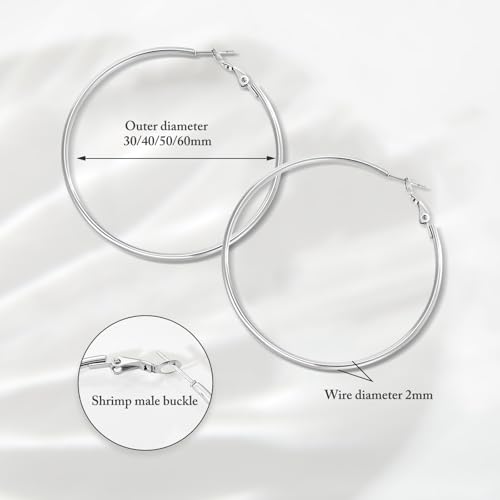 Image of 4 Pairs Silver Gold Hoop Earrings for Women | 14K Gold Plated Hoop Earrings Set Hypoallergenic Earring Lightweight Dangle Earrings Set