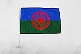 Material : Poliester 100D AZ FLAG Bandera de Coche Gitana 45x30cm - BANDERINA para Auto DE LOS GITANOS - Gypsy 30 x 45 cm