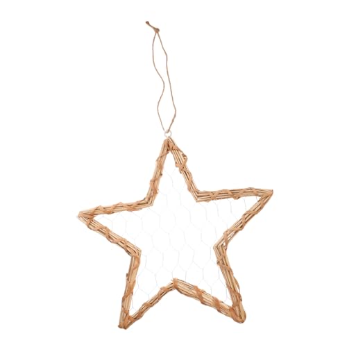 Cabilock Innovative Willow Woven Star Shaped Frame Floating Picture Hanger Vintage Decor for Living Space