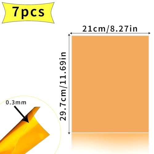 SWTYExt 7 Stück Folie Hitzebeständig für Lampen Orange Lampenfolie 29,7 x 21cm Farbfolien Gel Farbfilter A4 Transparente Farbkorrektur für Foto Lampe Scheinwerfer Grafie Studio Strobe Blitz LED