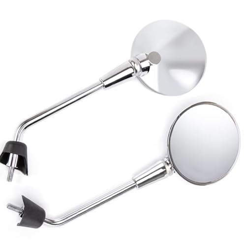 Rétroviseur de moto rond chromé avec fixation robuste de 8mm