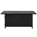 Hiland AFP-RT-WS Rectangular Propane 50,000 BTU Fire Pit with Wind Screen, Black
