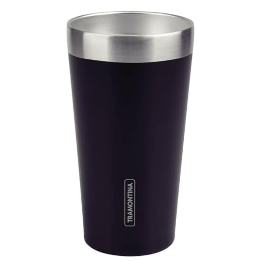Copo Térmico Tramontina Exata em Aço Inox Preto sem Tampa 420 ml