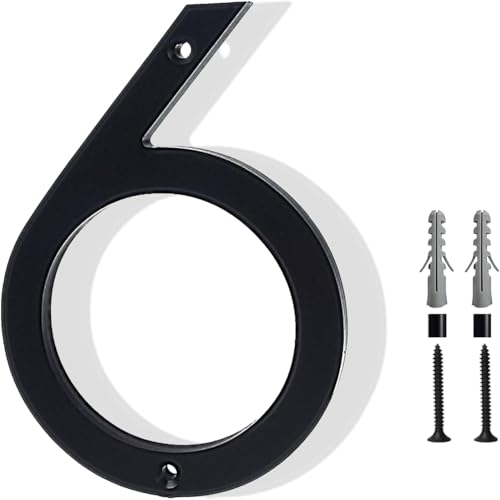 Numeros Casa Exterior Adhesivos 6 Pulgadas Número Casa Exterior Números de Casa Numero de Casa Exterior Aspecto Flotante y Fácil de Instalar Para el Buzón de la Casa Apartamento Hotel (6)