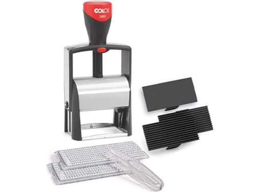 COLOP 2400 Wechselset - Metallstempel mit austauschbarer Rilltextplatte zum Setzen von 2 unterschiedlichen Abdrucken