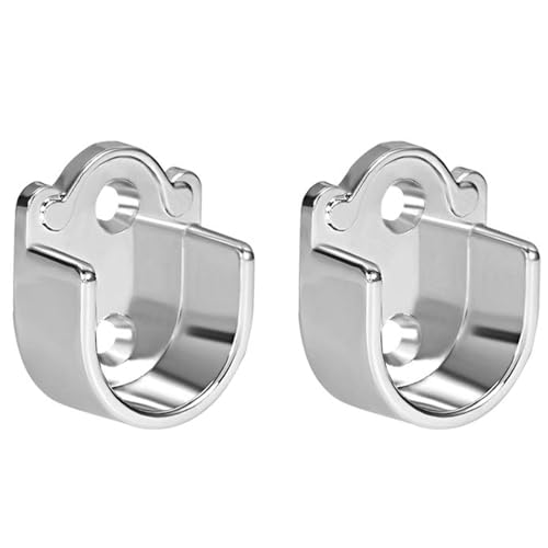 2pcs Zinc Alloy Wardrobe Closet Rod Bracket, Shower Curtain Rod Pole End Supports Sockets Flange Holder Fit Rod Dia 19mm