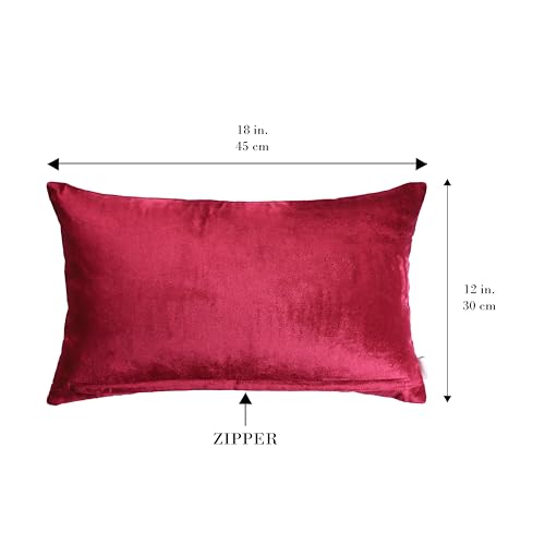 Image of Home- The Best is for You Rectangular 12x18 Inch Burgundy Velvet Embroidered Cushion Covers Pack of 2