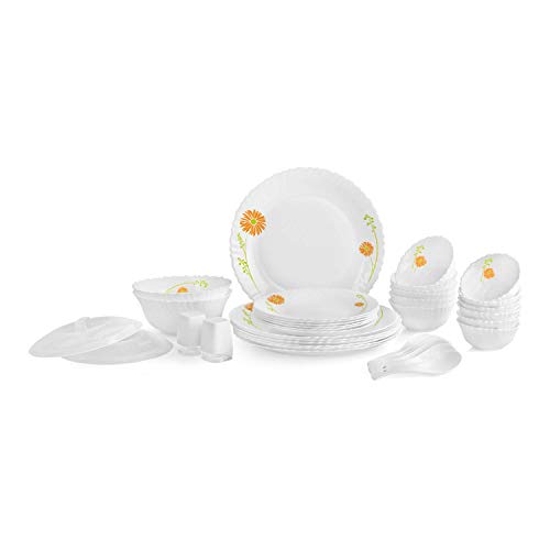 Cello Opalware Dinner Set – 37 Pieces, White