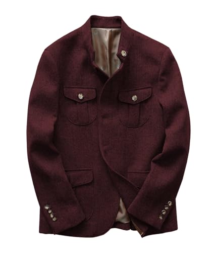 Men's Vintage Herringbone Tweed Blazers Wool Blend Sport Coat Casual Suit Jacket