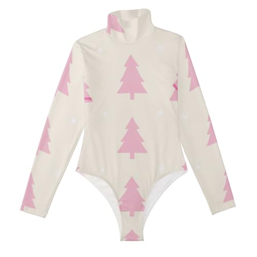 Body de manga larga para mujer GuoChe vintage con cuello alto de Navidad