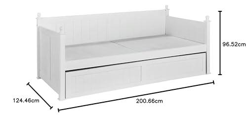 Image of APRODZ Solid Wood Acton Daybed with Trundle Bed for Living Room | Bed for Bedroom | White Finish