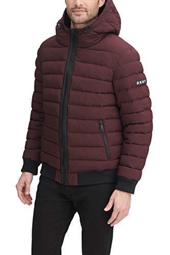 Image of DKNY Men's Quilted Performance Hooded Bomber Jacket