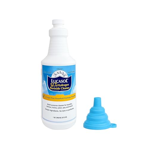 Lucasol Food Grade Hydrogen Peroxide 12% Percent & Funnel Combo - 1 Quart (32 Fl Oz)