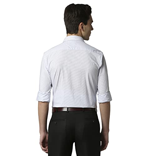 Image of Park Avenue Men's Pure Cotton Stripe Pattern Slim Fit Semi Cutaway Collar Full Sleeve Formal Shirt