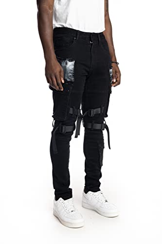 Smoke Rise Men's Fashion Utility Jeans and Twill Cargo Pants with Side Pockets2
