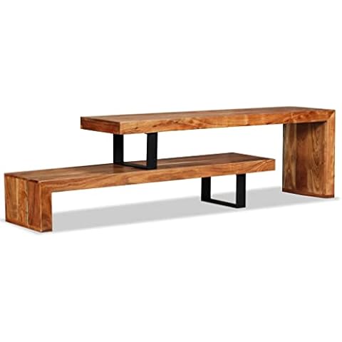 Hommdiy Mueble de TV de Madera de Acacia Maciza Estilo Vintage Cover